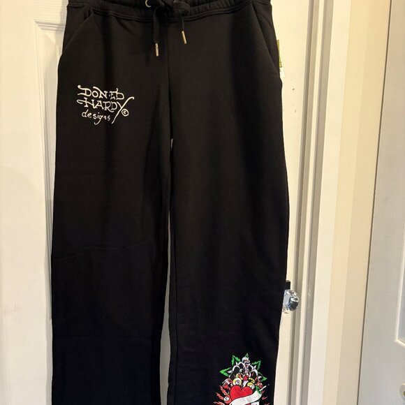 Ed Hardy Black Flared Sweatpants NEW NWT - Picture 2 of 7